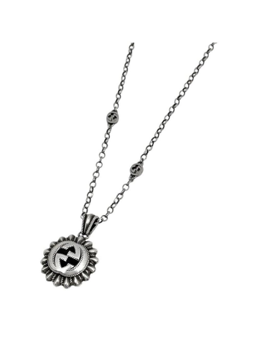 Gucci Necklace Interlocking G Flower 925 Sterling Silver